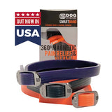 DOG Streamz advanced magnetic dog collars for natural pain relief and recovery joint care and wellbeing. Out now in usa for dysplasia, arthritis and other mobility issues found in dogs. Suitable for all breeds . Image of dog streamz collars in all 3 colours plus packaging and out now in usa button.